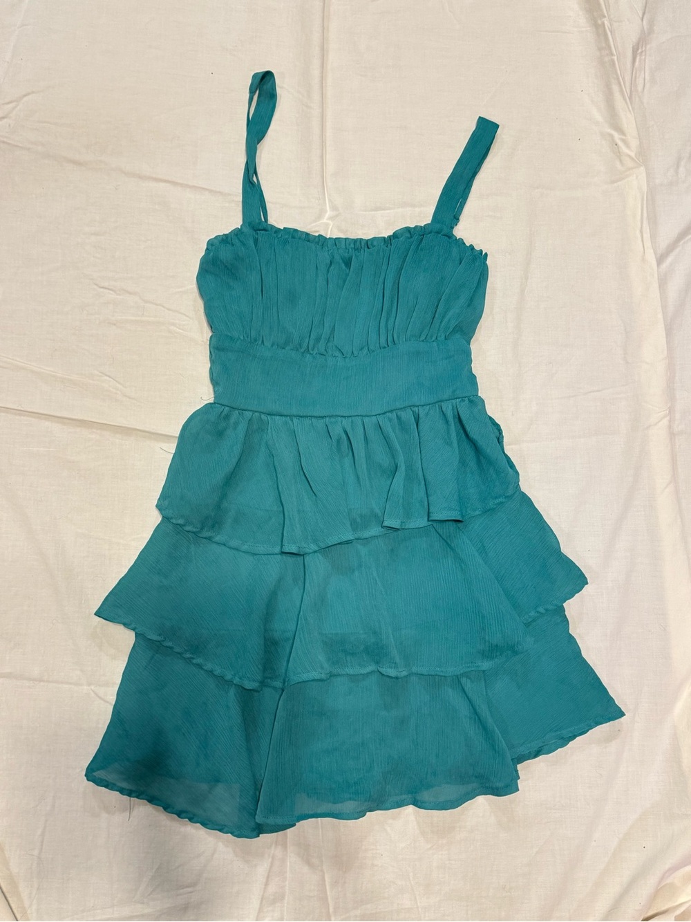 women’s Teal Tiered Ruffle Sundress